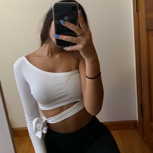 One shoulder wrap top